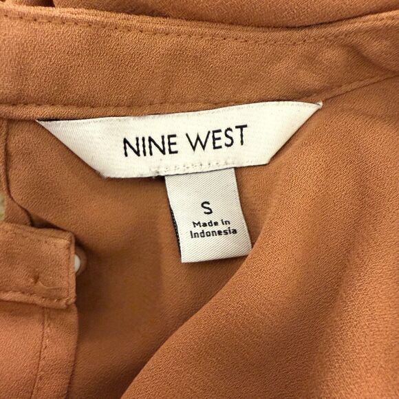 Nine West Womens Blouse Small Spice Long Sleeve Round‎ Neck Twist Front Top - Picture 9 of 16